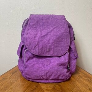 Kipling Ravier Backpack  Purple Feather Bag Light Backpack Hiking School Camp
